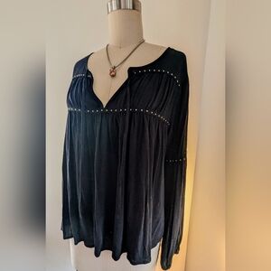 NWT - Forever 21 Black Studded Tunic Top - Size S